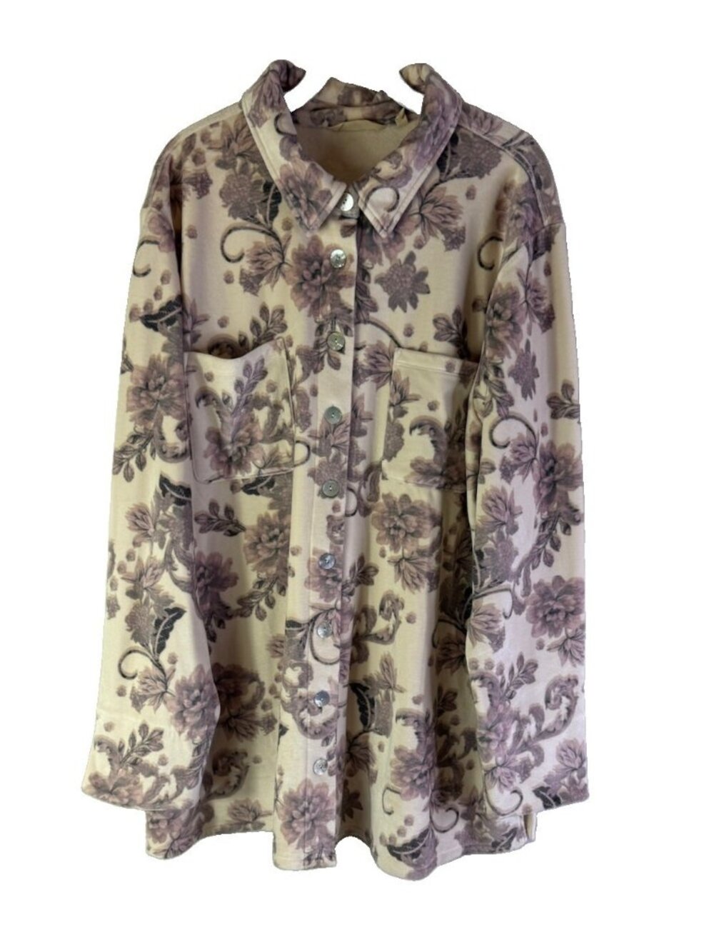 Soft Surroundings Floral Button Front Shirt Fleece Cottagecore